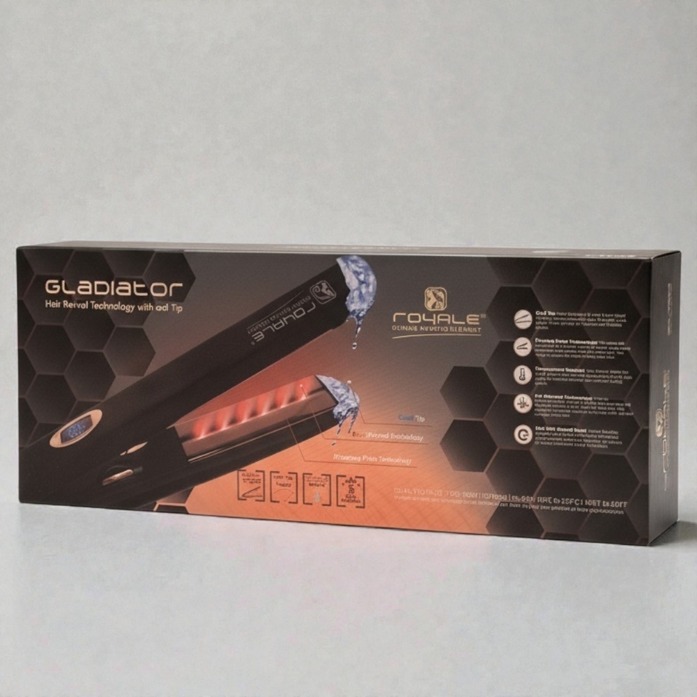Royale Gladiator Hair Revival Technology Flat Iron with Cool Tip – New in Box